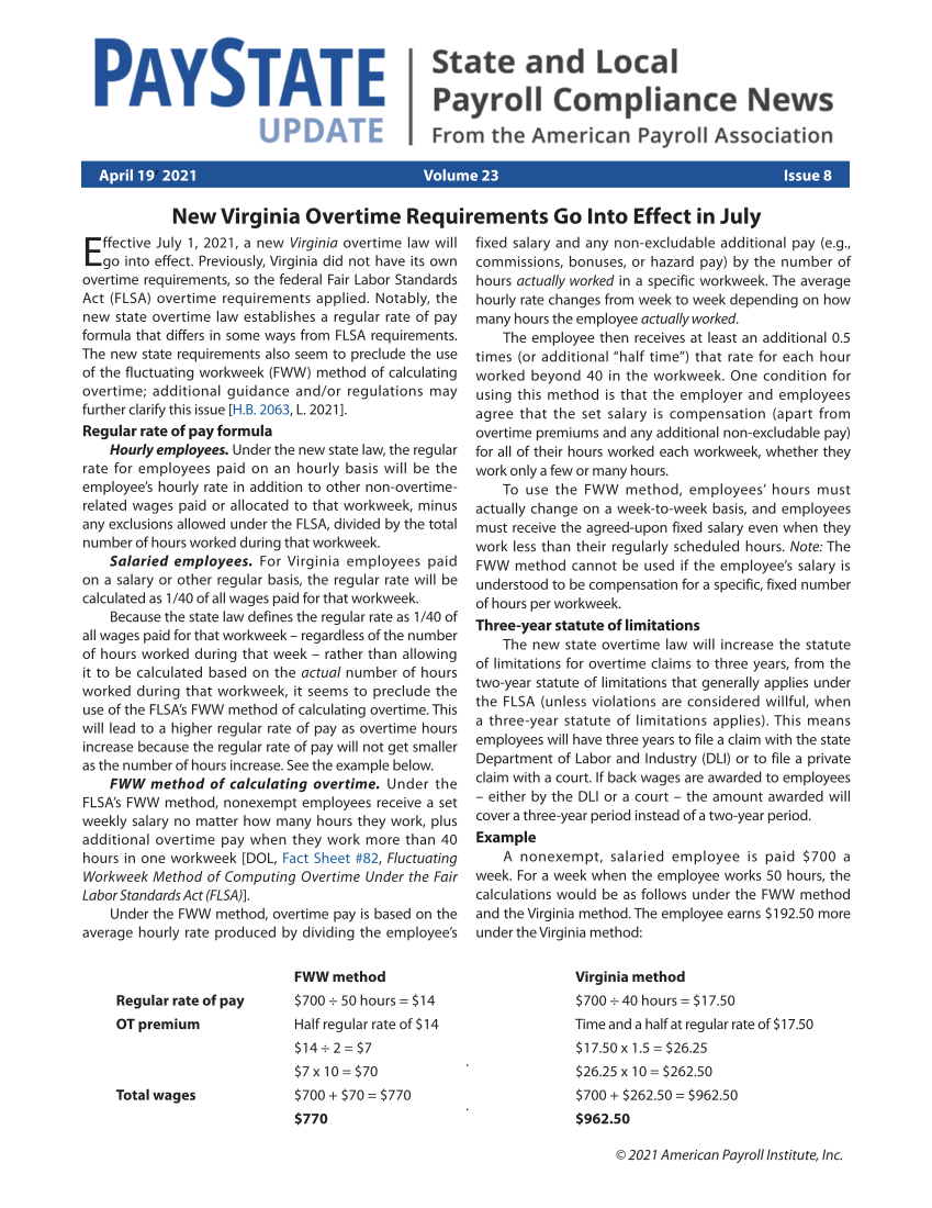 PayState Update, Issue 8, April 19, 2021 page 1