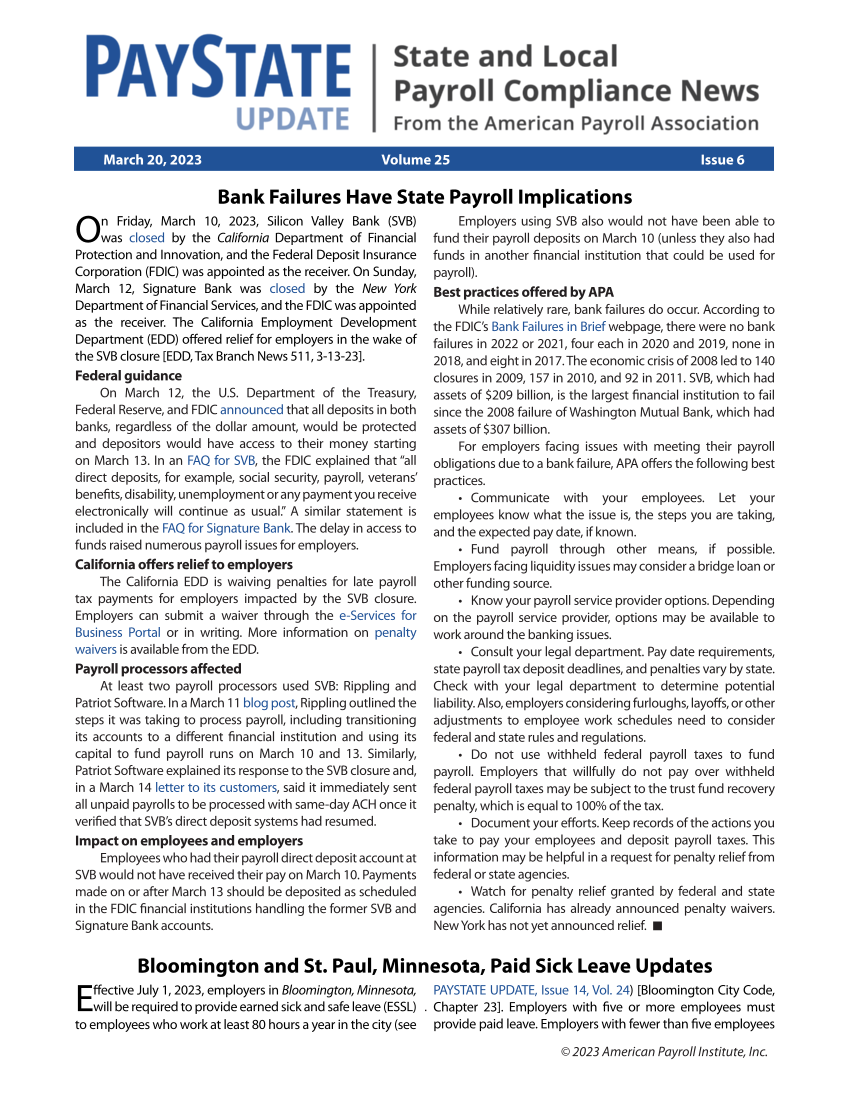 PayState Update, Issue 6, March 20, 2023 page 1